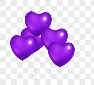 节日紫色爱心气球元素图片