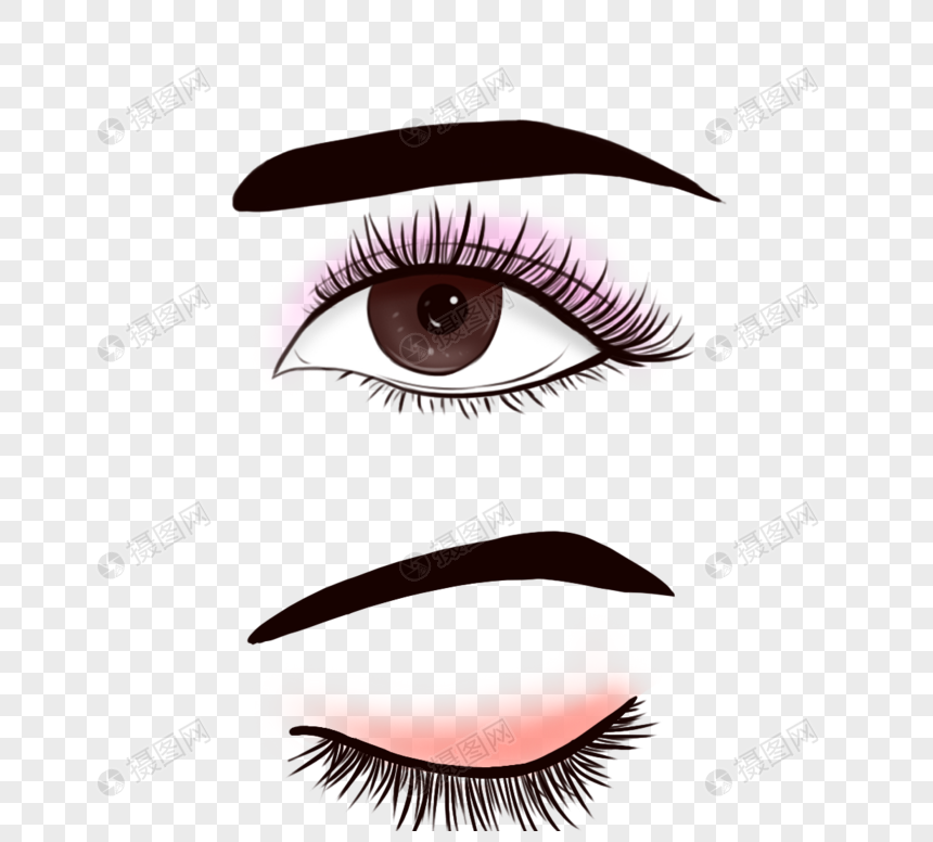 手绘睫毛眼睛眉毛元素素材下载 正版素材 摄图网