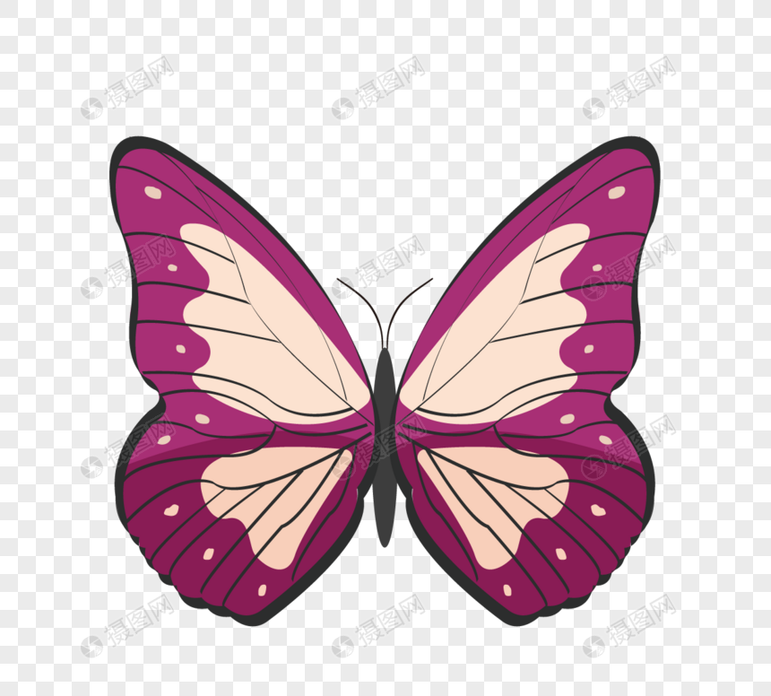 蝴蝶粉色矢量元素图片