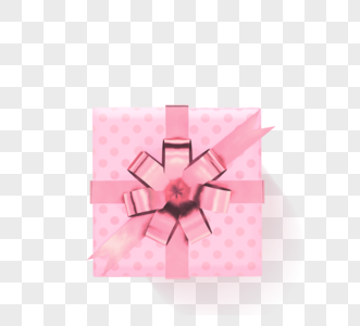 粉色礼盒金属丝带节日元素图片