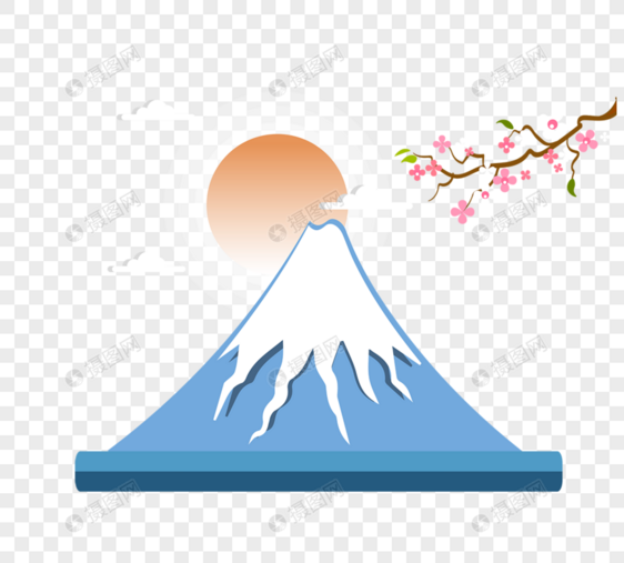 蓝色日本富士山景色图片