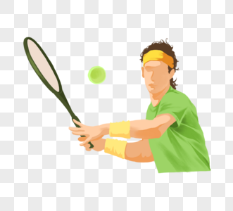 网球运动绿色运动衣打网球元素图片