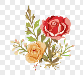 花卉春季植物叶子玫瑰花元素高清图片