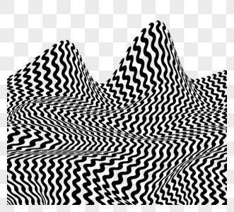 波浪条纹黑白立体山峰元素图片