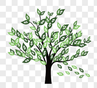 美元符号绿色叶子大树图片