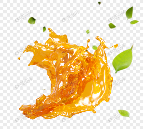 立体飞溅橙汁3d元素图片