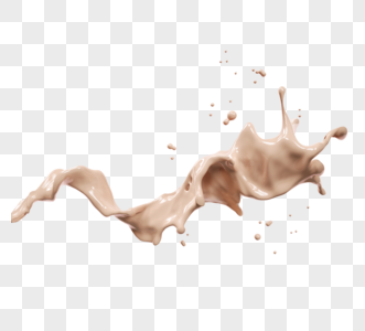 肉色奶茶液体飞溅3d元素高清图片