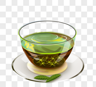 美丽心绿茶玻璃元素设计高清图片