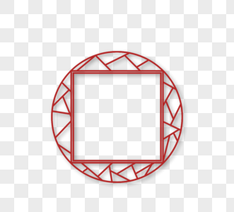 红色立体圆形边框元素图片