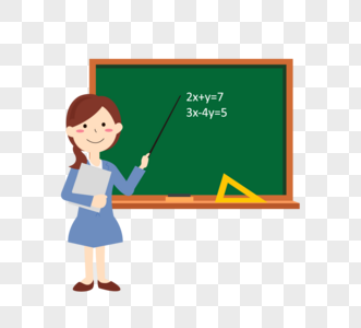 女老师讲台授课可爱卡通元素图片素材