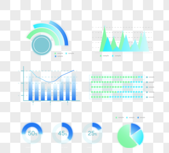 蓝绿色渐变商务数据图标组图高清图片
