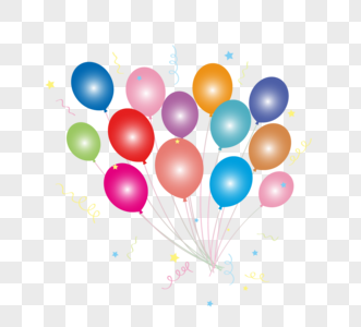 彩色扁平生日气球元素图片