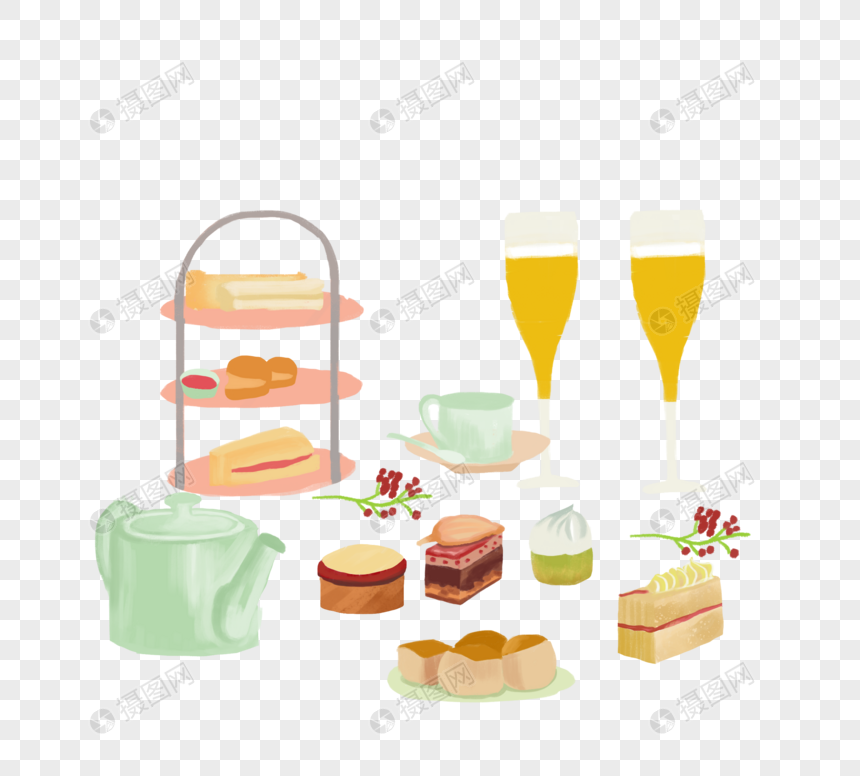 手绘英国下午茶美食甜点收藏