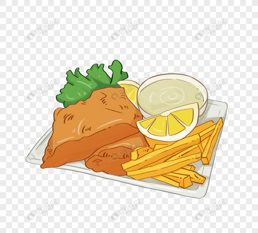 英国特色美味食物炸鱼薯条