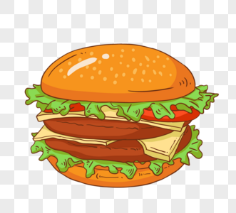 手绘快餐汉堡包图片