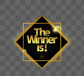 立志文案方形几何渐变金色thewinneris短句素材