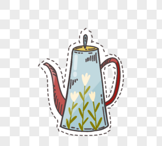 茶壶水壶手绘涂鸦茶壶手绘图片