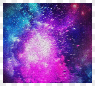 蓝紫色大气星云油画笔触画布质感星空图片