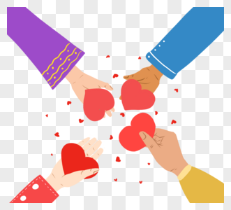 人物公益大使彩色可爱手绘人人献爱心公益元素素材