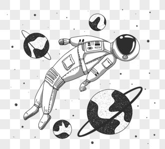 卡通线条风格宇航员元素图片