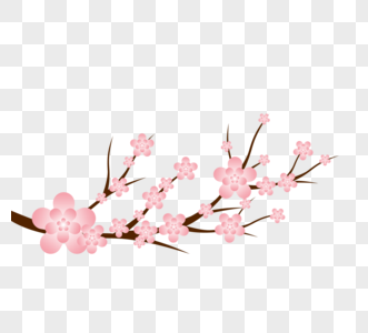 粉色樱花树枝元素设计图片
