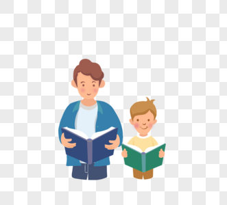 年轻父亲和他小儿子读书高清图片