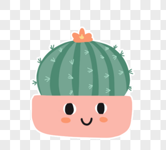 可爱卡通绿色仙人球盆栽图片素材
