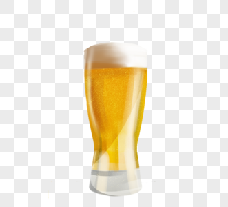 黄色啤酒酒杯玻璃杯子手绘模版元素图片