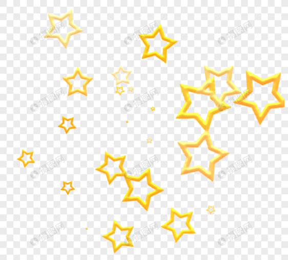 金色镂空立体星星简约排列元素图片