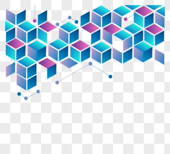 抽象蓝色立体几何方块边框图片