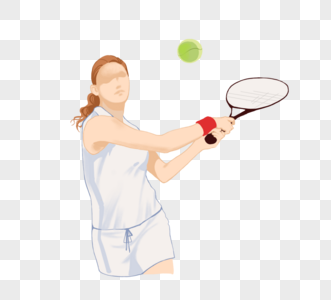 女子网球运动手绘元素图片