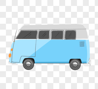 蓝色公交车元素图片