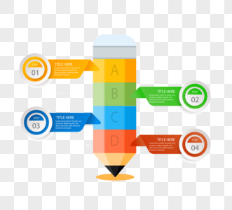 创意立体文具铅笔信息图表图片
