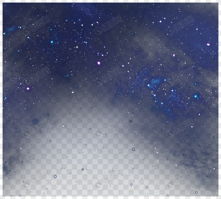 蓝色创意质感手绘星云元素图片