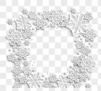 白色雪花剪纸围绕边框图片