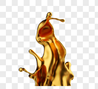 金色流动液体2d元素图片