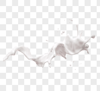 白色牛奶液体飞溅3d元素图片