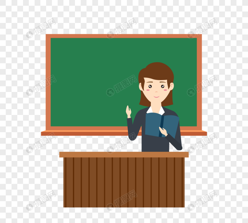 女老师讲台授课可爱卡通元素