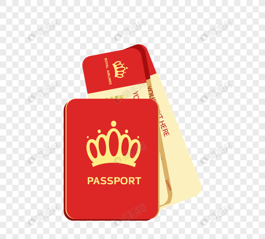 红色旅行机票护照图图片