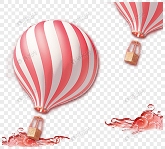 粉白条纹热气球设计元素图片