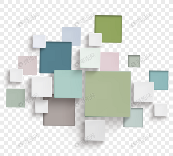 莫兰迪立体平方方块几何抽象边框图片