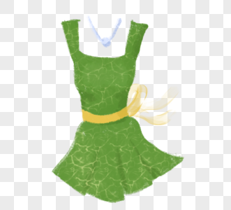 夏日时尚绿色连衣裙手绘元素图片