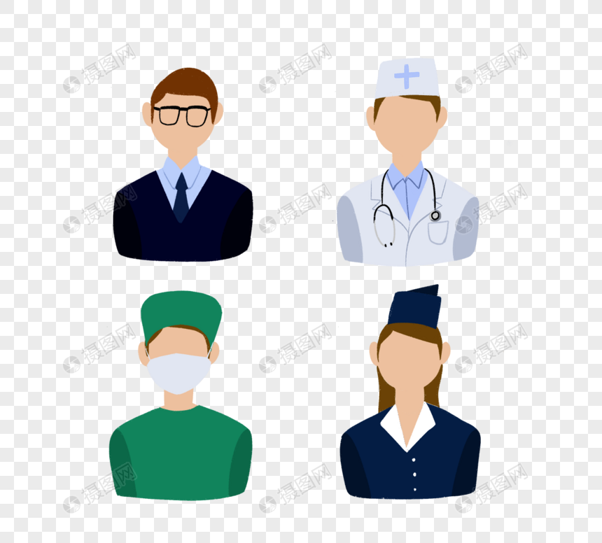 不同专业人士上半身肖像元素插图元素素材下载 正版素材 摄图网