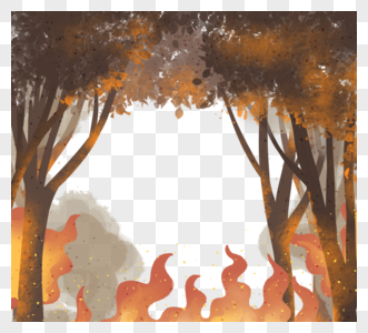 手绘风格森林大火元素图片