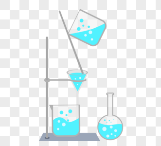 创意卡通化学仪器实验器材扁平蓝色液体气泡图片