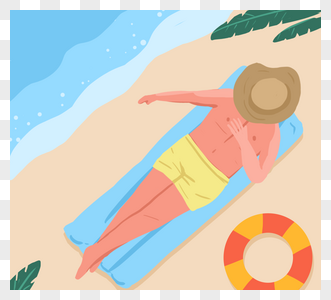 小清新色卡通扁平化夏季度假运动插图元素psd格式图片