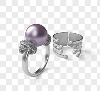紫珍珠戒指立体元素高清图片