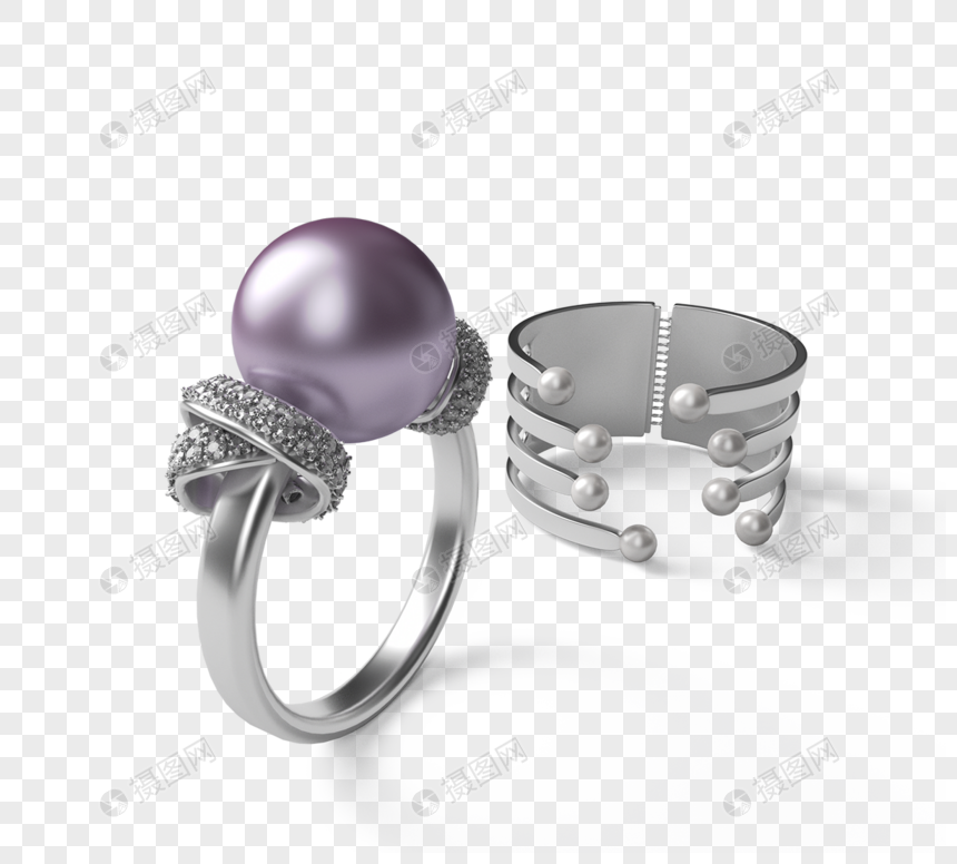 紫珍珠戒指立体元素图片
