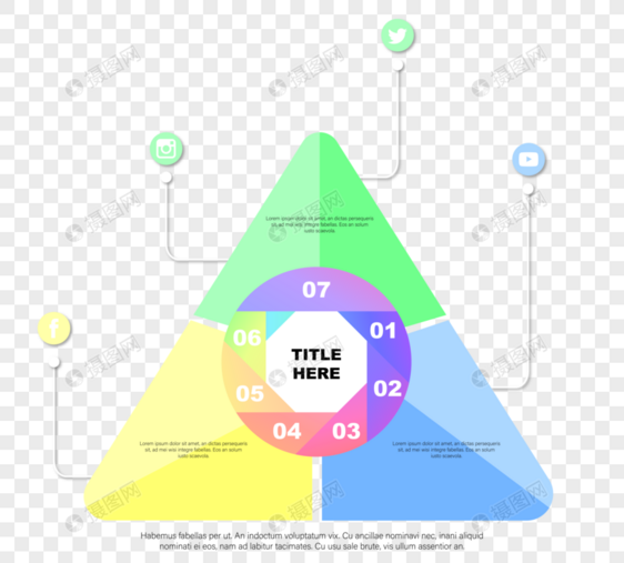 三角形彩色渐变信息循环图图片