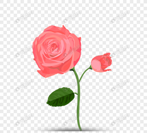 粉色手绘单支玫瑰情人节元素图片